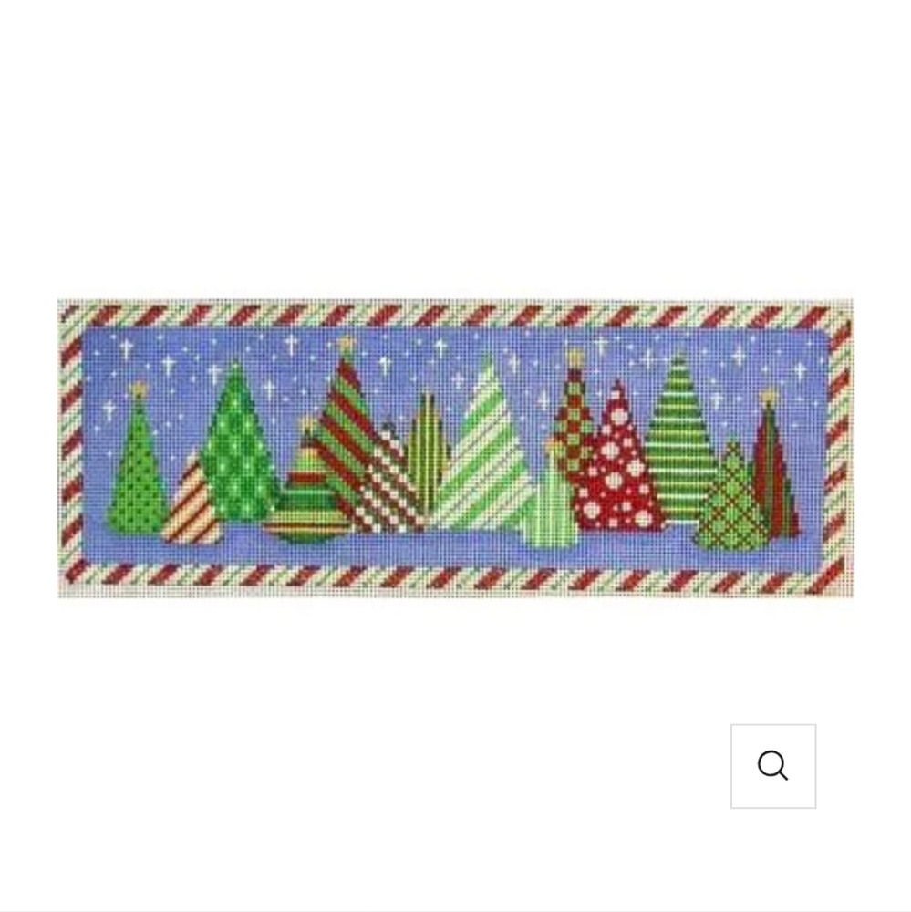 Festive Holiday Tree Needlepoint Canvas Bolster Christmas Funky Forest  M164